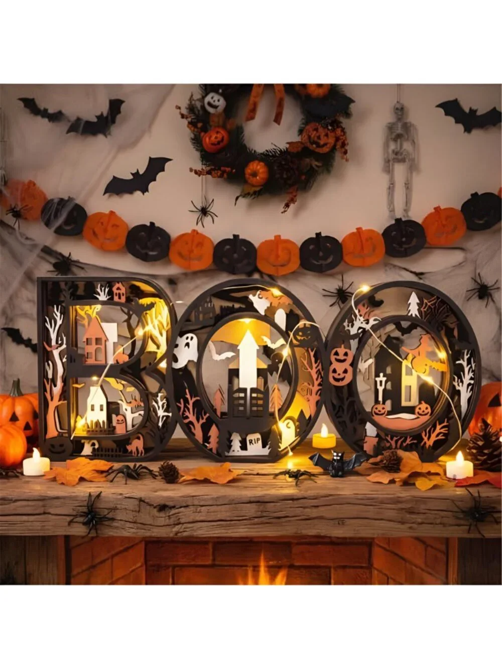 Halloween Decor Indoor Boo Sign Marquee Light up Letters Table Decor